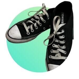 Converse, All Star, black, lace up, fashion sneakers, women's size 8